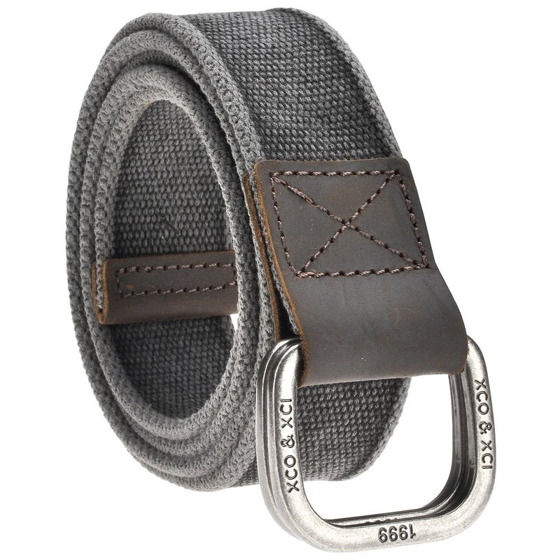 FALETO Mens 53.5'' Double D-Ring Canvas Web Belt Military Casual Belt with Box,#01 Black - Image 1